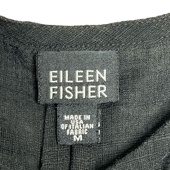 Eileen Fisher black linen blend button up top size M - Picture 9 of 15